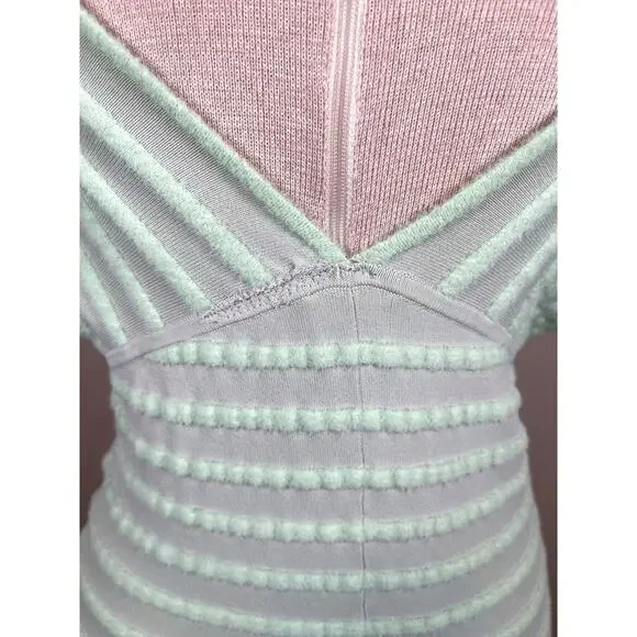 Alexis Marce Off the Shoulder Knit Mint Green Striped Maxi Dress Size Large - Picture 8 of 11